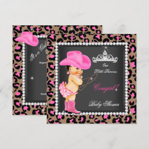 Princess Cowgirl Babydusche Pink Brown Brünett Einladung