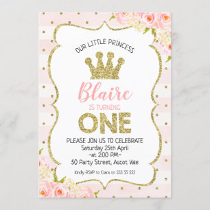 Princess Crown 1er anniversaire Invitation