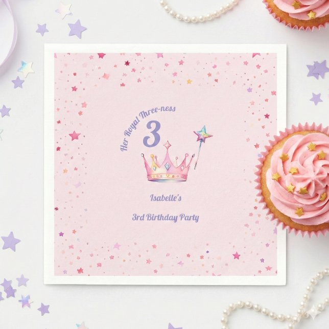 Princess Crown 3rd Birthday Royal Threeness Serviette (Von Creator hochgeladen)