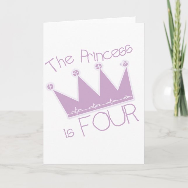 Princess Crown 4th Birthday Tshirts Karte (Vorderseite)