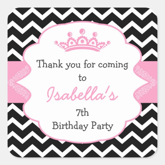 Princess Crown Birthday Party für Aufkleber (Vorderseite)