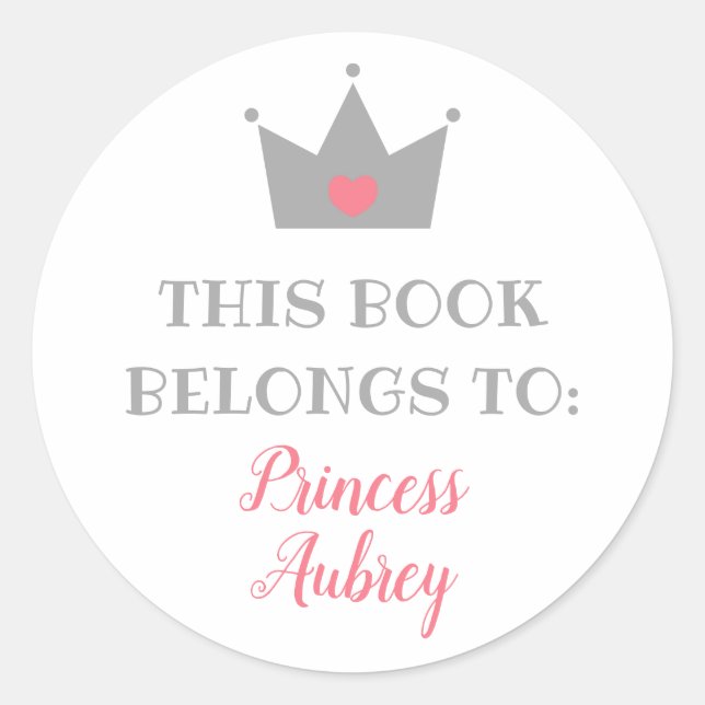 Princess Crown | Dieses Buch gehört Runder Aufkleber (Vorderseite)