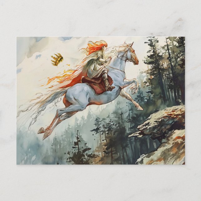 Princess Crown Lost  Rosstrappe Legend Watercolor Postkarte (Vorderseite)