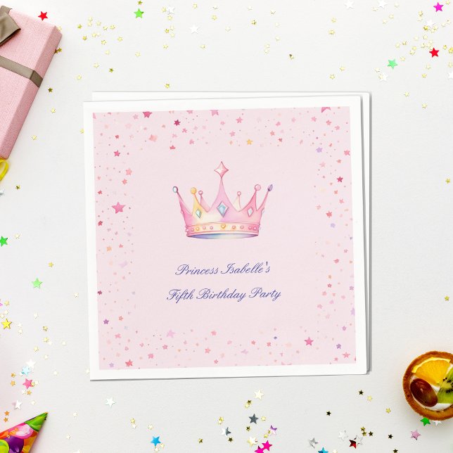 Princess Crown Pastel Pink Little Girl Geburtstag Serviette (Von Creator hochgeladen)