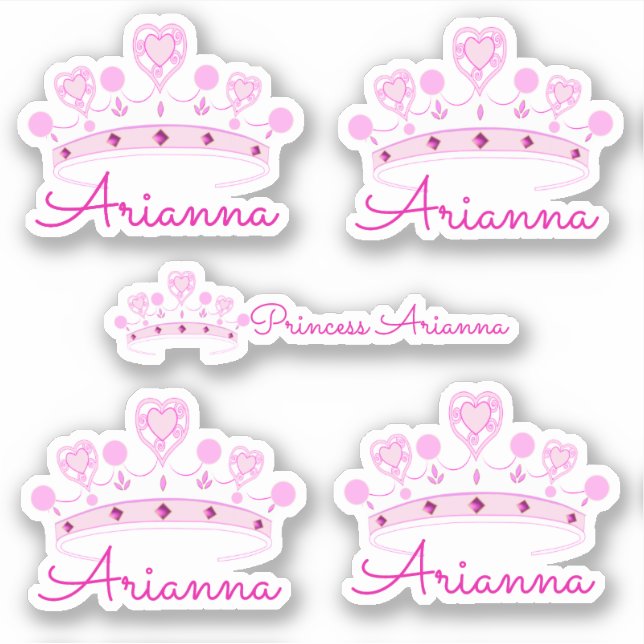 Princess Crown Personalisiert Aufkleber (Vorderseite)