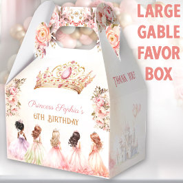 Princess Crown Pink Gold Floral Geburtstag Grosses Geschenkschachtel