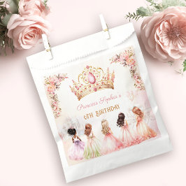 Princess Crown Pink Gold Floral Girl Geburtstag Geschenktütchen