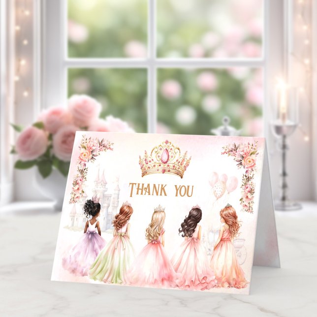 Princess Crown Pink Gold Girl Danke Karte (Princess Crown Pink Gold Girl Thank You Card)