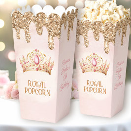 Princess Crown Pink Gold Glitzer Birthday Popcorn Geschenkschachtel