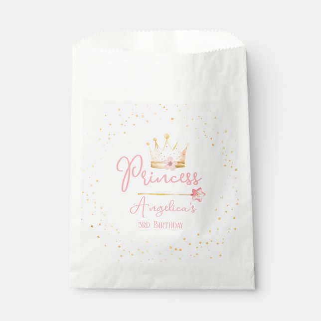 Princess Crown Pink Little Girl Birthday Geschenktütchen (Vorderseite)