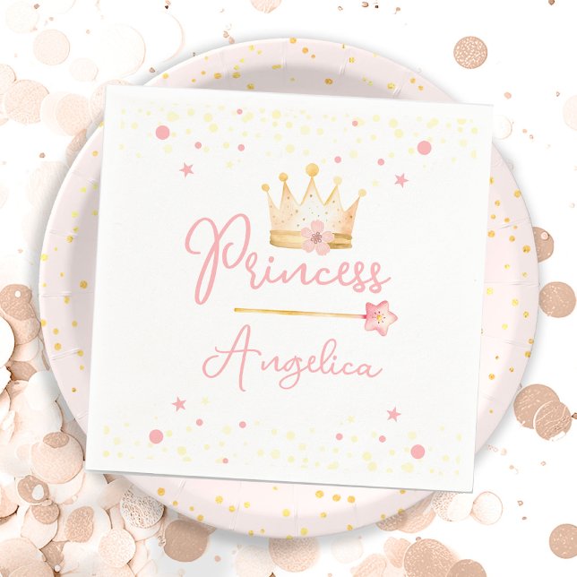 Princess Crown Pink Little Girl Birthday Serviette (Von Creator hochgeladen)