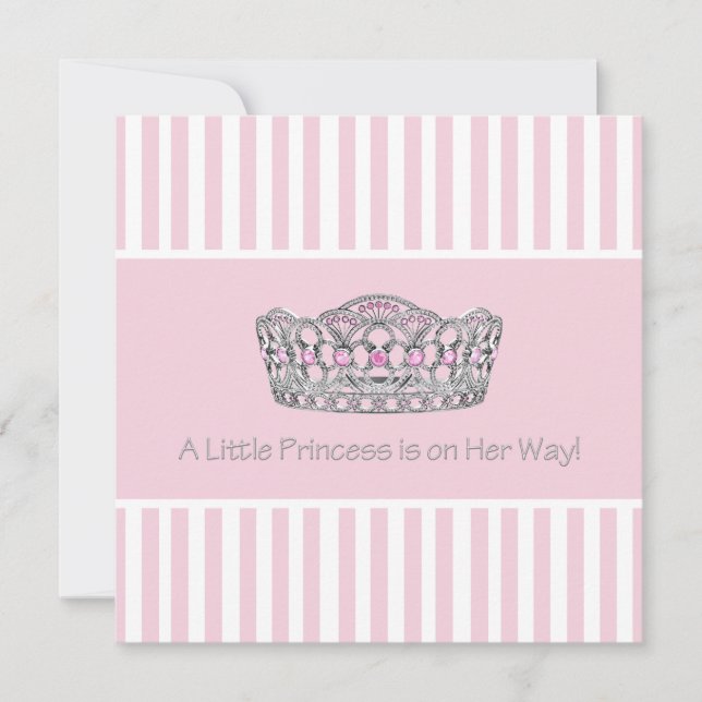 Princess Crown Pink White Baby Dusche Einladung (Vorderseite)