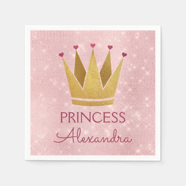 Princess Crown Rose Gold Blush Pink Sparkone Serviette (Vorderseite)