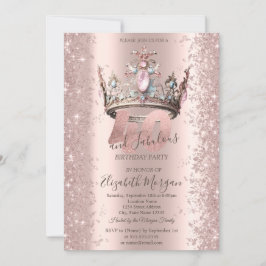Princess Crown Rose Gold Sparkle Diamonds 40. Einladung