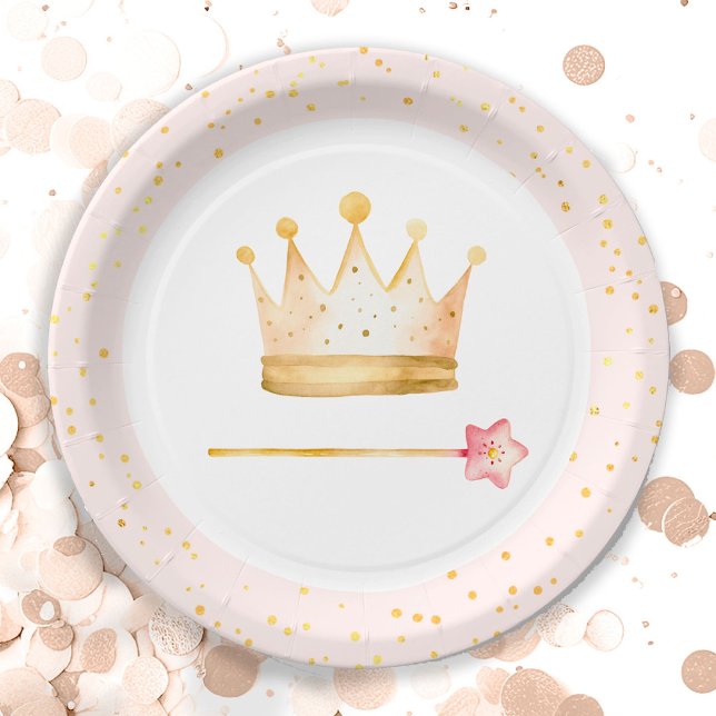 Princess Crown Wand Pink Little Girl Geburtstag Pappteller (Von Creator hochgeladen)
