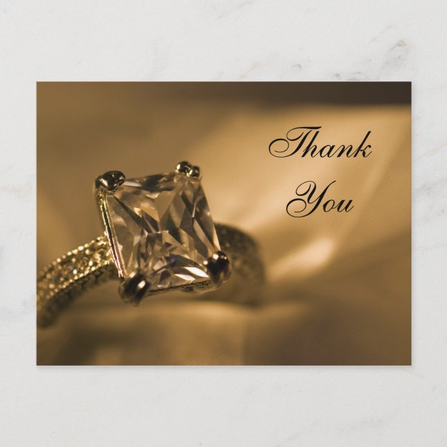 Princess Cut Diamond Ring Wedding Danke Notiz Postkarte (Vorderseite)