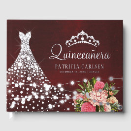 Princess Diamant Kleid Silber-Folie Quinceanera Gästebuch