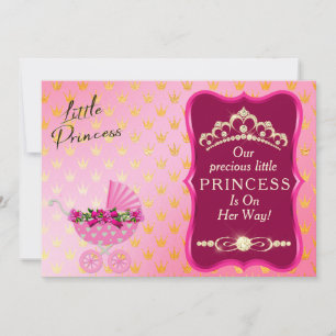 Princess Diamond Gold Tiara Pink Baby Dusche Einladung