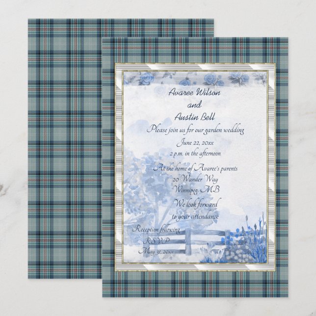 Princess Diana Memorial Tartan Garden Wedding Einladung (Vorne/Hinten)