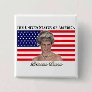 Princess Diana USA Flag Button