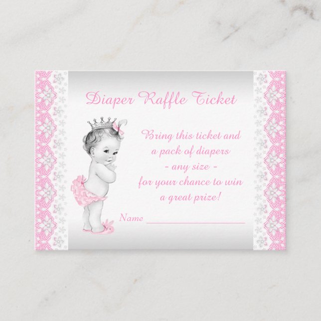 Princess Diaper Raffle Ticket Begleitkarte (Vorderseite)