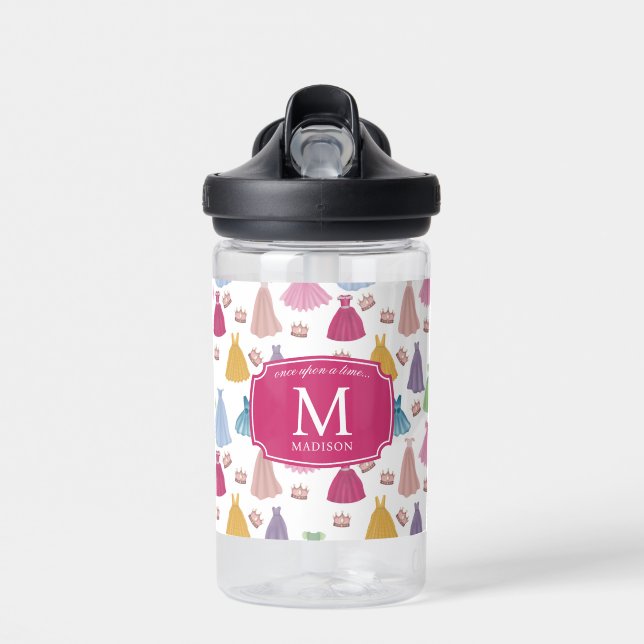 Princess Dress Fairytale Little Girl Monogram Trinkflasche (Vorne)