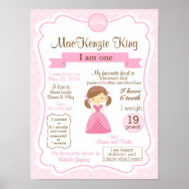 Princess ein Jahr Zeichen für Ihr Geburtshaus Poster