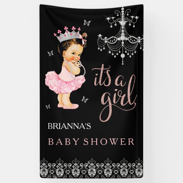 Princess Es ist ein Mädchen-Baby-Duschbanner Banner (Vertikal)