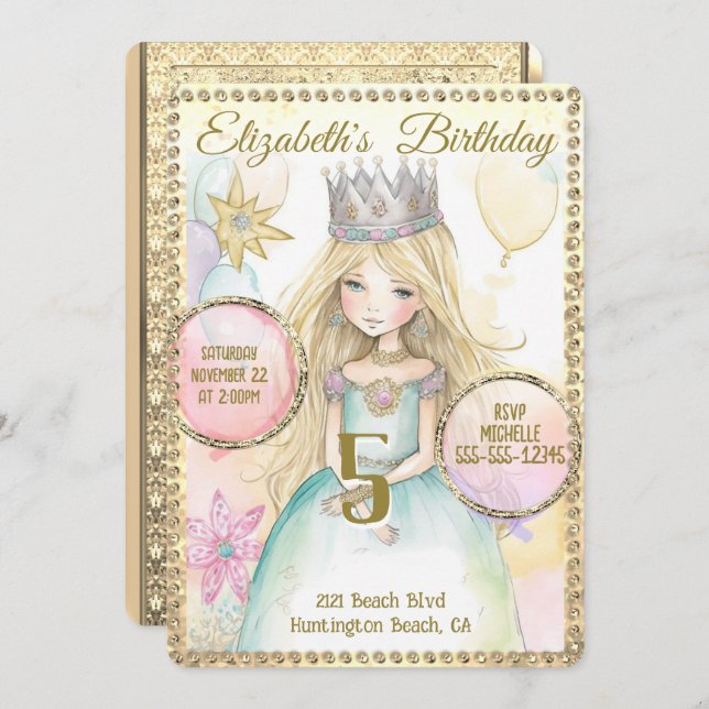 Princess Fairy Anniversaire Fête Invitation (Devant / Derrière)