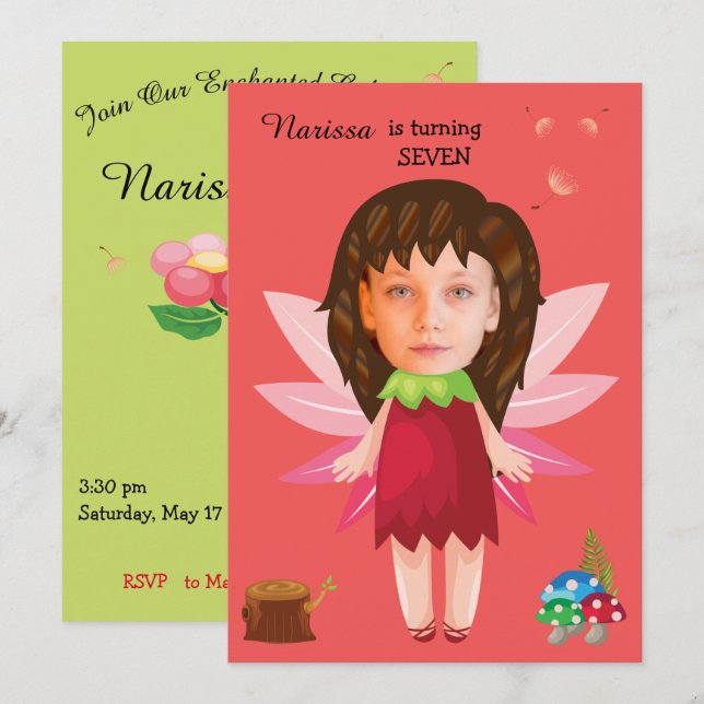 Princess Fairy Tale Birthday Einladung (Vorne/Hinten)