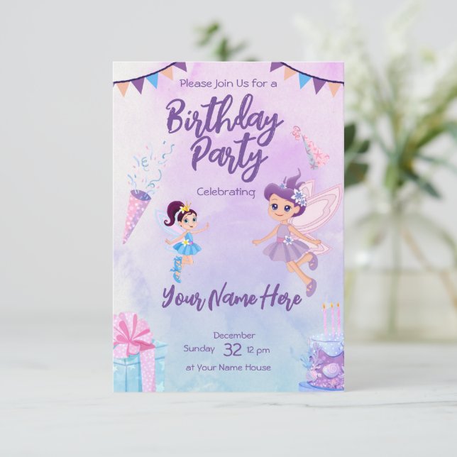 Princess Fairytale Invitations de carte d'annivers (Debout devant)