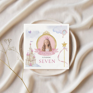 Princess Fairytale Niedlich Pink Girl's Foto Gebur Serviette