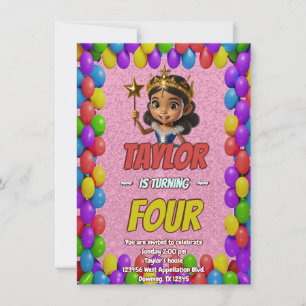 Princess Fairytale Royal Joli Invitation d'anniver