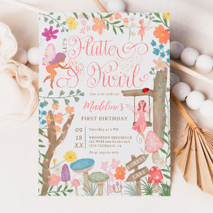 Princess Feenpilze Blume schick 1. Geburtstag Einladung