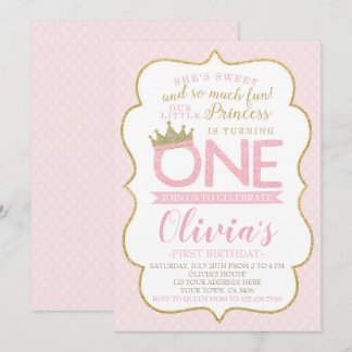 Princess First Birthday Einladung