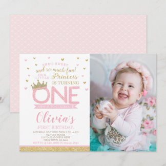 Princess First Birthday Einladung