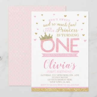 Princess First Birthday Einladung
