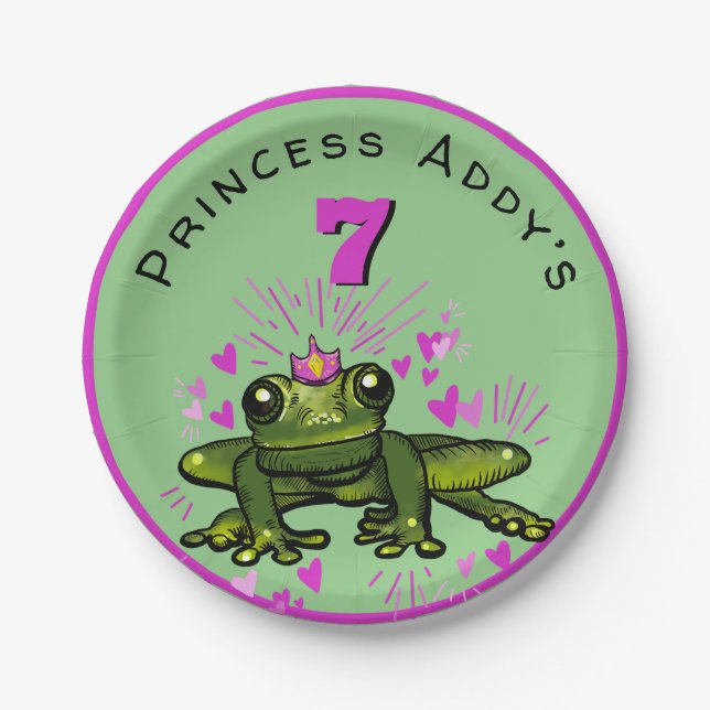 Princess Frog Birthday Pappteller (Vorderseite)