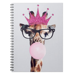 Princess Giraffe bläst Pink Bubble gum Notizblock