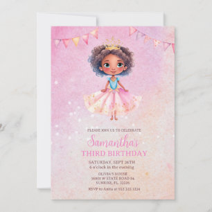 Princess Girl American Glitzer Birthday Einladung