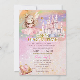 Princess Girl Blush Pink Rainbow Baby Dusche Einladung