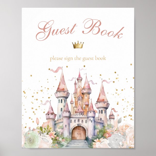 Princess Girl Gold Royal Burg Gästebuch (Vorne)