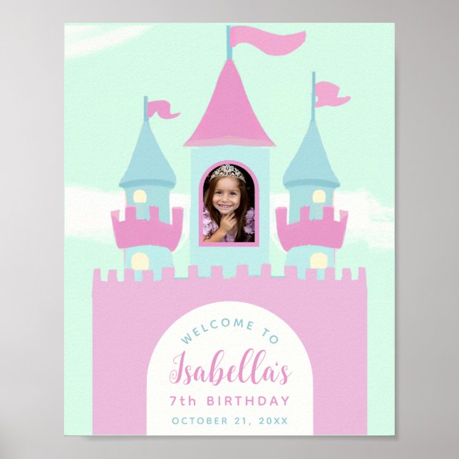 Princess Girl Photo Castle Affiche de bienvenue d' (Devant)