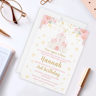 Princess Glitzer Goldburg Geburtstagseinladung Einladung