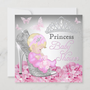 Princess Glitzer Shoe Pink Baby Dusche laden ein Einladung