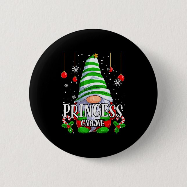 Princess Gnome Christmas Pajamas Matching Family G Button (Vorderseite)