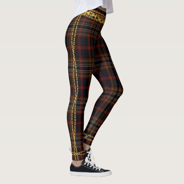 Princess Gold Chain Black Red Kariert Tartan Leggings (Rechts)