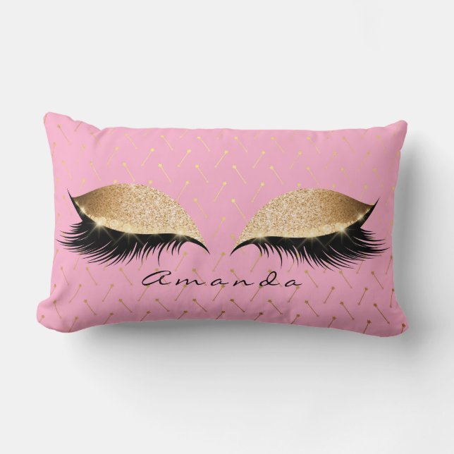 Princess Gold Glitzer Black Makeup Name Rosa Rose Lendenkissen (Vorderseite)