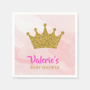 Princess Gold Glitzer Crown Baby Dusche Serviette