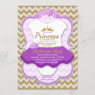 Princess Gold Glitzer Tutu Babydusche Einladung